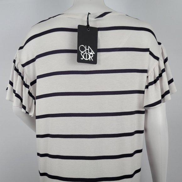 Chaser Cool Jersey Flouncy Sleeve Striped Tee - Picture 10 of 12